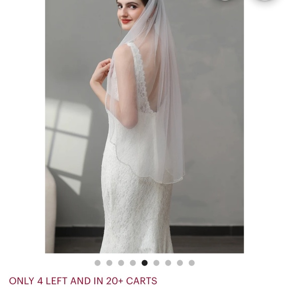 Etsy Light Ivory Pearl scalloped veil with blusher (30" and 40") - Picture 3 of 7